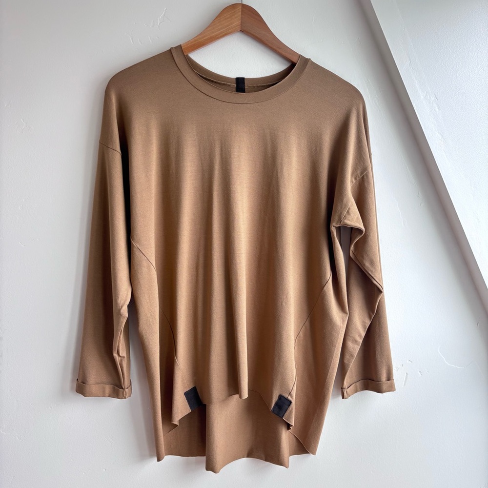 Henriette Steffensen Copenhagen Oversized Jersey Tunic Top Camel Minimalist Sz M